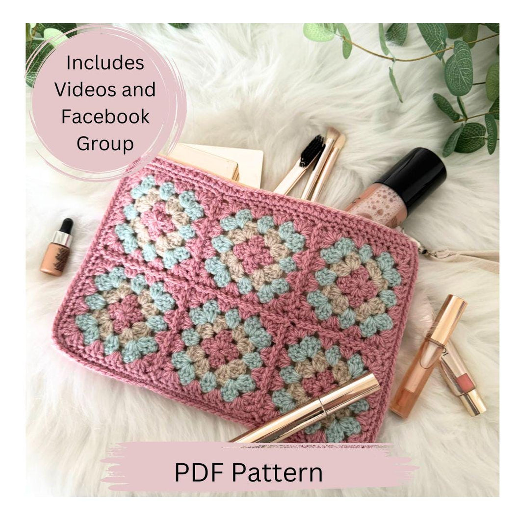 Granny Square Wristlet Case PDF Crochet Pattern